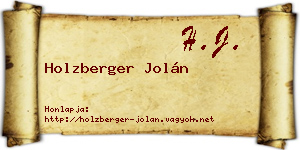Holzberger Jolán névjegykártya
